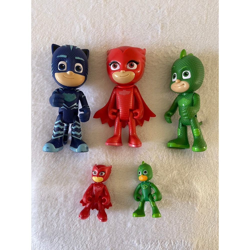 PJ Masks Action Figure Lot Catboy Owlette Gekko 6 & 3 Inch Toys 5pc Set As Is